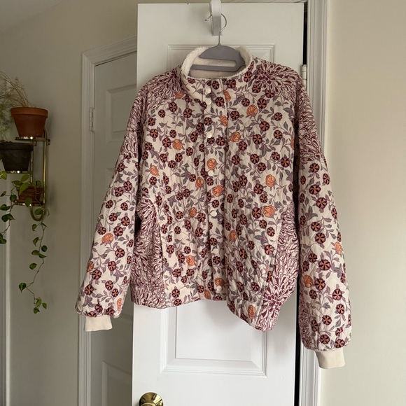 Anthropologie Saturday Sunday Boho Quilted Floral Bomber Jacket - Size Large - Picture 3 of 7